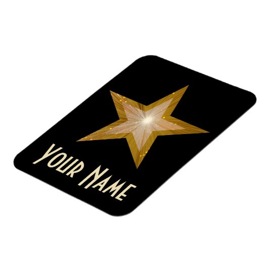 'Gold' Star 'Name' flexibele magneet zwart (Linkerzijde)