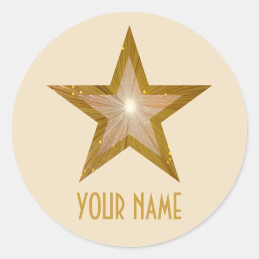 Gold Star 'Name'-sticker Ronde Sticker (Voorkant)