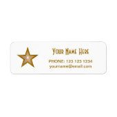 Gold Star 'Name'-tekstlabel klein wit Etiket (Voorkant)