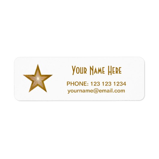 Gold Star 'Name'-tekstlabel klein wit Etiket (Voorkant)