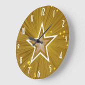 "Gold" Star 'Numbers' klok rond (Hoek)