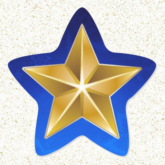 Gold Star op blauwe kaart Ster Sticker