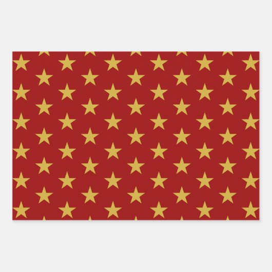 Gold Star op Crimson Inpakpapier Vel (Voorkant)