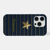 Gold Star op Navy Blue iPhone 15 Pro-Hoesjes Hoesje (Achterkant horizontaal)
