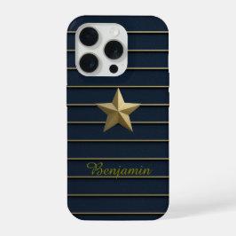 Gold Star op Navy Blue iPhone 15 Pro-Hoesjes Pro Case