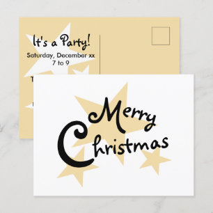 Gold Star op White Merry-kerstuitnodiging Uitnodiging Briefkaart