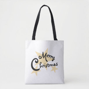 Gold Star op witte kerst Tote Bag