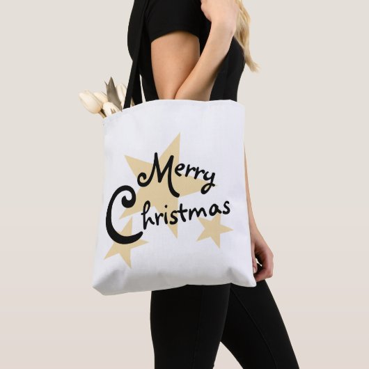 Gold Star op witte kerst Tote Bag (Dichtbij)