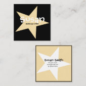 Gold Star op zwart Vierkante Visitekaartje (Voorkant / Achterkant)