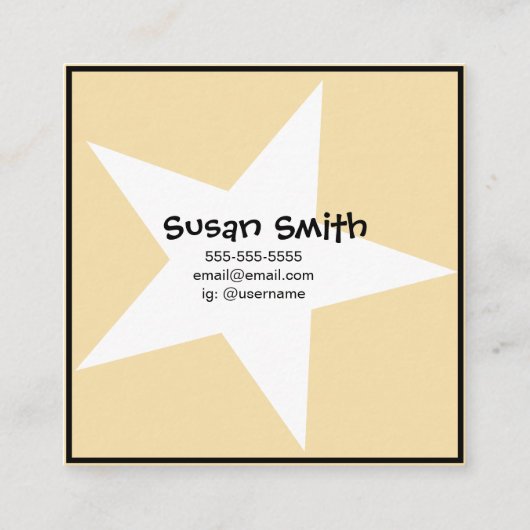 Gold Star op zwart Vierkante Visitekaartje (Achterkant)