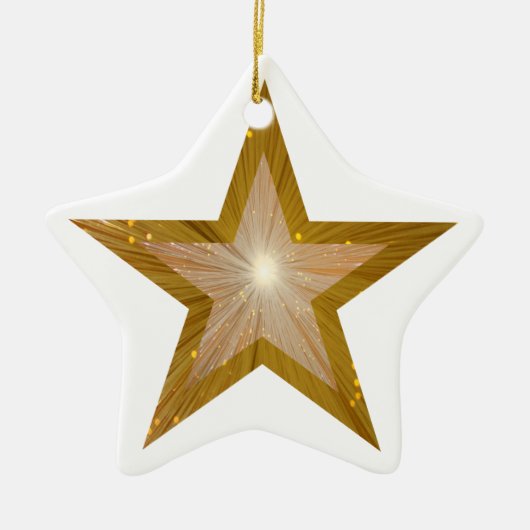 Gold Star ornament, wit met ster Keramisch Ornament (Voorkant)