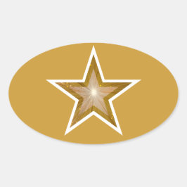 "Gold" Star oval sticker geel