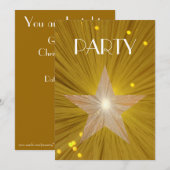 Gold Star 'Party' uitnodiging (Voorkant / Achterkant)