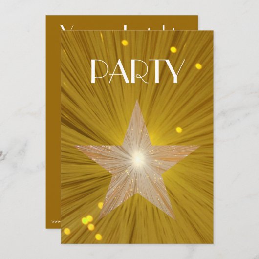 Gold Star 'Party' uitnodiging (Voorkant / Achterkant)