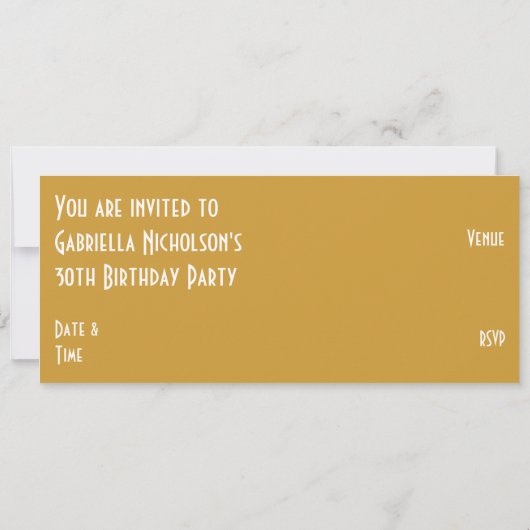 Gold Star 'PARTY'-uitnodiging lang Kaart (Achterkant)