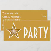 Gold Star 'PARTY'-uitnodiging lang Kaart (Voorkant / Achterkant)