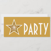Gold Star 'PARTY'-uitnodiging lang Kaart (Voorkant)