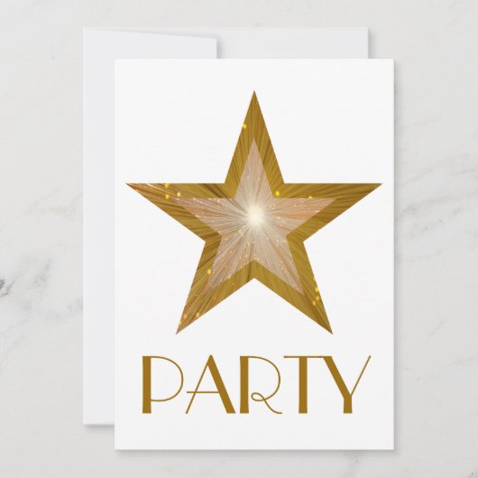 Gold Star 'Party'-uitnodiging wit Kaart (Voorkant)