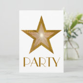 Gold Star 'Party'-uitnodiging wit Kaart (Staand voorkant)