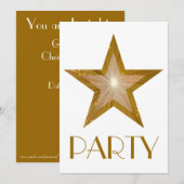 Gold Star 'Party'-uitnodiging wit Kaart (Voorkant / Achterkant)