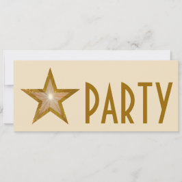 Gold Star 'PARTY' uitnodigingscrème lang Kaart