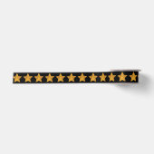 Gold Star Pattern Black 1/2 inch Satijnen Lint (Voorkant)