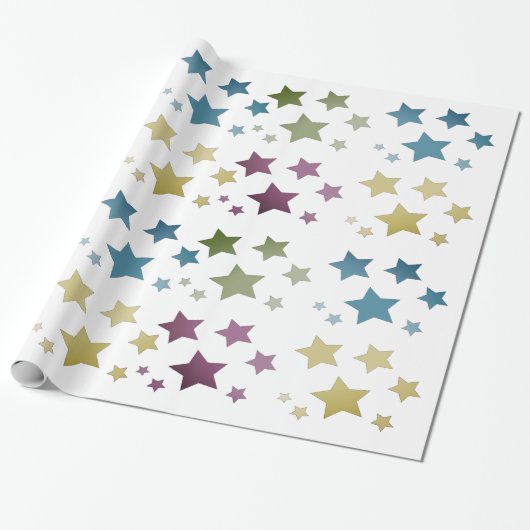 Gold Star Patterned Cadeaupapier (Uitgerold)
