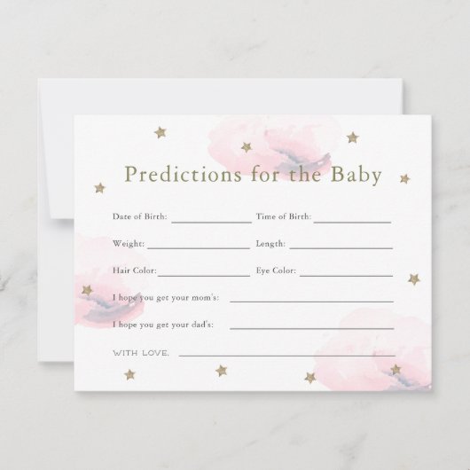 Gold Star & Pink Cloud Baby Voorspellingen Kaart (Voorkant)