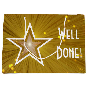 Gold Star-print Goed gedaan, wit, groot Large Cadeautasje