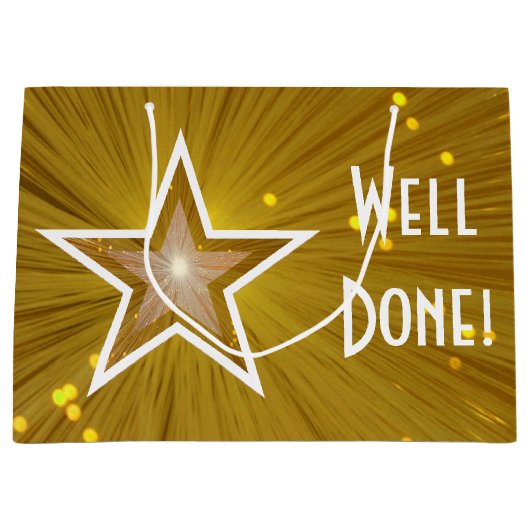Gold Star-print Goed gedaan, wit, groot Large Cadeautasje (Voorkant)
