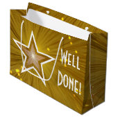 Gold Star-print Goed gedaan, wit, groot Large Cadeautasje (Voorkant Gekanteld)