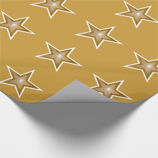 Gold Star print gouden inpakpapier (Hoek)
