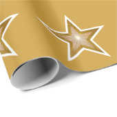 Gold Star print gouden inpakpapier (Rol Hoek)