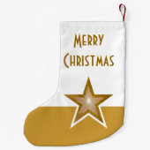 Gold Star-print Merry kerstgoud, wit dubbelwit Kleine Kerstsok (Achterkant)