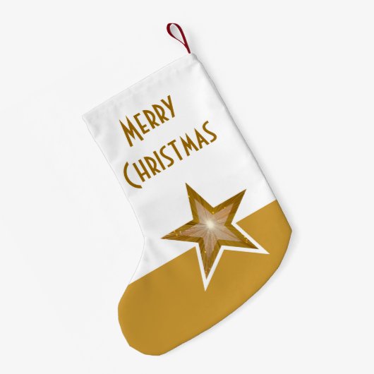 Gold Star-print Merry kerstgoud, wit dubbelwit Kleine Kerstsok (Achterkant (Hangend))
