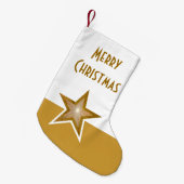Gold Star-print Merry kerstgoud, wit dubbelwit Kleine Kerstsok (Voorkant (Hangend))
