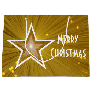 Gold Star-print Merry White, groot kerstwit Cadeauzakje