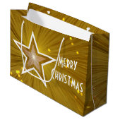 Gold Star-print Merry White, groot kerstwit Cadeauzakje (Voorkant Gekanteld)