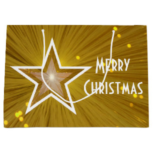 Gold Star-print Merry White, groot kerstwit Groot Cadeauzakje