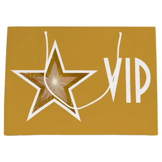 Gold Star-print VIP Goud groot Groot Cadeauzakje (Voorkant)