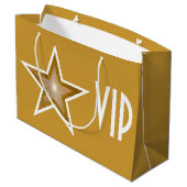 Gold Star-print VIP Goud groot Groot Cadeauzakje (Achterkant Gekanteld)