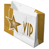 Gold Star print VIP Goud wit groot Cadeauzakje (Voorkant Gekanteld)
