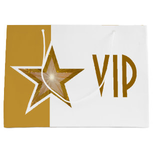 Gold Star print VIP Goud wit groot Groot Cadeauzakje