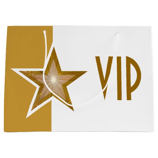 Gold Star print VIP Goud wit groot Groot Cadeauzakje (Voorkant)