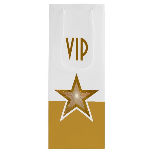 Gold Star print VIP goudwitte wijn Cadeautas (Voorkant)