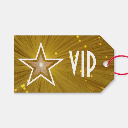 Gold Star print VIP witte tekst cadeau labels Cadeaulabel (Voorkant (Horizontaal))