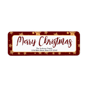 Gold Star Red Vintage kerstretour adres Etiket