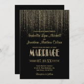 Gold Star regendouche & zwarte bruiloft Kaart (Voorkant / Achterkant)