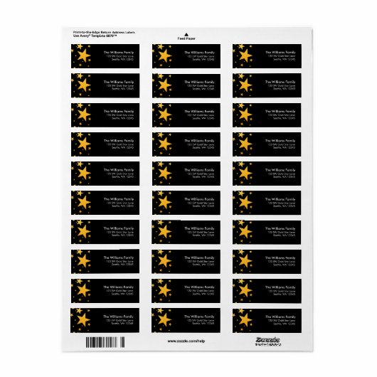 Gold Star Return-adres Etiket (Full Sheet)