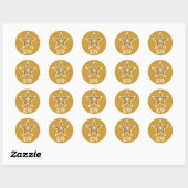 "Gold" Star RSVP-ronde sticker geel (Vel)